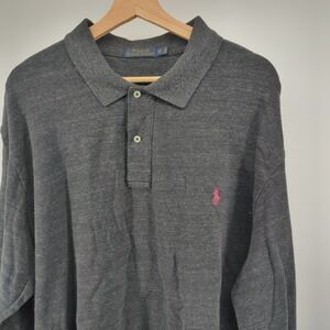 Polo Ralph Lauren Long Sleeve Shirt Men's 2XB Heathered Grey Pony Logo Preppy